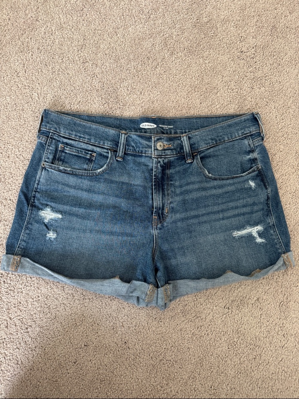 Old Navy Blue Distressed Roll-Cuff Denim Shorts
